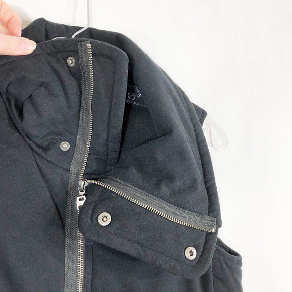 Splendid XS Vest Bridger Quilted Moto Zip Black Pockets Cotton Solid Collar 1054 - Picture 4 of 8